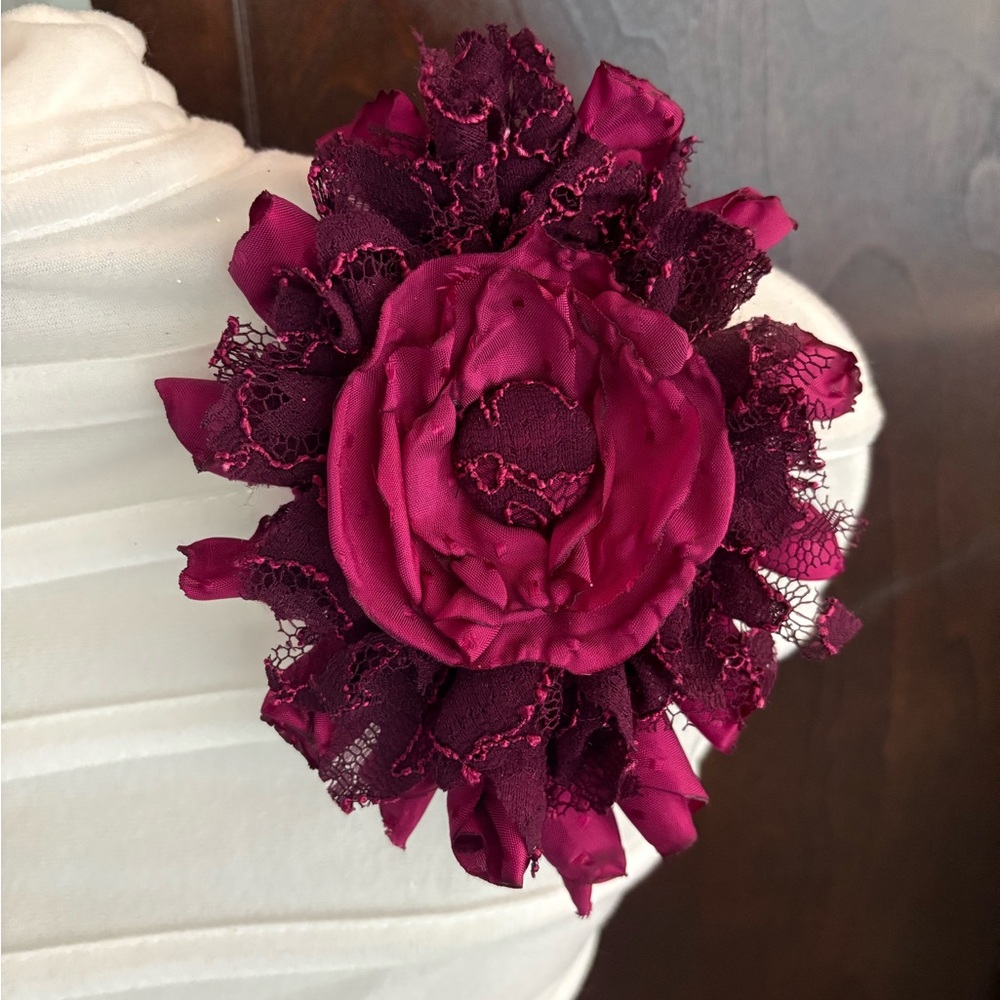 Elegant Burgundy Floral Hair Clip